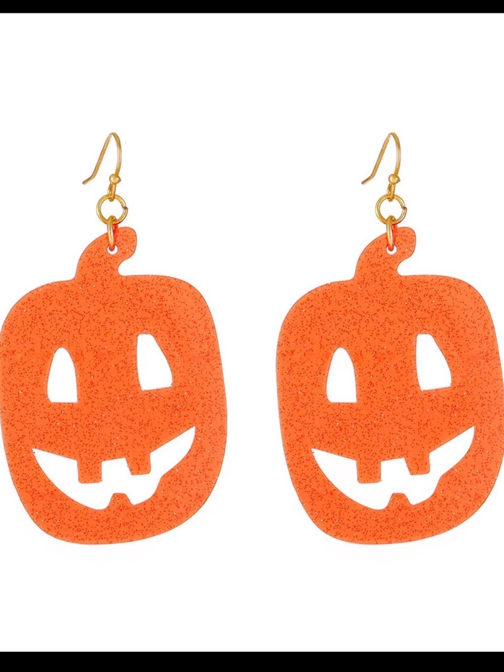 Sparkling Orange Pumpkin Dangle Earrings - Festive Halloween Jewelry